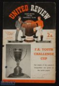 FAYC 1953/54 Manchester Utd v Wolverhampton Wanderers, 4 page, final 1st leg; crease, edge tear,