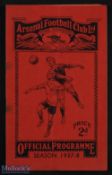 Pre-War 1937/1938 Arsenal v Grimsby Town Div. 1 match programme 19 March 1938; rusty staples, o/wise