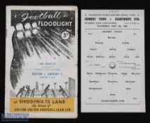 1959/60 Grimsby Town v Scunthorpe Utd World refugee appeal fund match programme, single sheet, 5 May