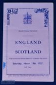 Pre-war 1937 England v Scotland amateur international match programme 13 March 1937 at Dulwich
