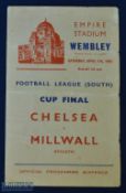 1945 Football League South War Cup Final Chelsea v Millwall at Wembley 7 April 1945, 4 pager; fair
