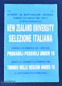 1985 Selezione Italiana v NZ Universities Rugby Programme: Extremely scarce programme from Rovigo,
