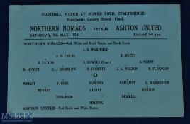 1953 Manchester County Shield Final Northern Nomads v Ashton Utd 9 May 1953, single sheet issue at