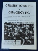 1990/91 Grimsby Town v CIBA-GEIGY FC charity match programme 12 May 1991, 4 page card with insert.