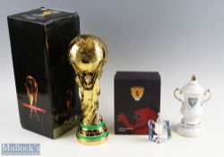 Football Trophies, replica Cups, to include a ceramic 1988 FA Cup Wimbledon v Liverpool 20cm tall,