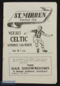 1949/50 St. Mirren v Celtic Division 'A' match programme 18 March 1950 at Love Street; fair/good