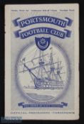 1952-53 Portsmouth v Southampton Football Programme, opening of new floodlights missing staples
