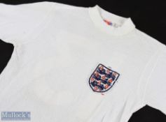 1970 World Cup England international aertex match issue shirt, crew collar, white with 3 Lions