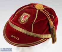 1972-73 Wales International Football cap, swapped by Martin Peters (1966 World Cup winner) for one