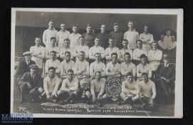 1920 Tottenham Hotspur b&w team postcard, 13.5cm x 8.5cm, postally unused, with trophies Spurs