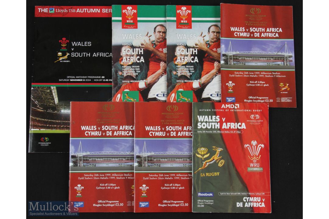 Wales v South Africa Rugby Programmes 1994-2004 (7): To inc 1994(2), 1999 (3, first win, opening