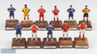 11 Metal Football Figures FA Cup winners Figures 2000-2010 #10cm tall on a wooden plinth, cold