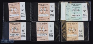 1966 World Cup Football Tickets, a complete set of six England's Wembley tickets (6)