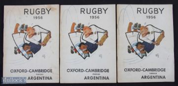 Very rare 1956 Oxbridge in Argentina Rugby Programmes (3): Trio of rarest match programmes, two from