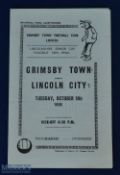 1955/1956 Grimsby Town v Lincoln City Lincs Senior Cup floodlit s/f match programme18 October