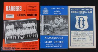 1960s Leeds Utd European away programmes in Scotland to include 1966/67 Kilmarnock (ICFC s/f), 24