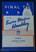1936 FA Cup Final Arsenal v Sheffield United match programme 25 April 1936 at Wembley; fair
