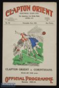 Pre-war 1930/1931 Clapton Orient v Corinthians (the classic amateur team) friendly match programme