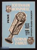 1961 Gornik Zabrze v Totten Hotspurs Football programme