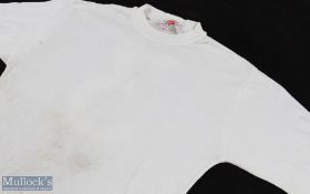 England training shirt c1969, white crew neck, Umbro (World Cup winners 1966 to collar) No. 3 to the