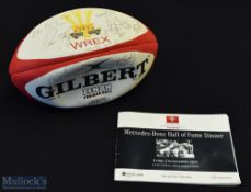 Rugby Ball Signed by Welsh Greats (2): Unused full size Gilbert match ball, customised for the Welsh