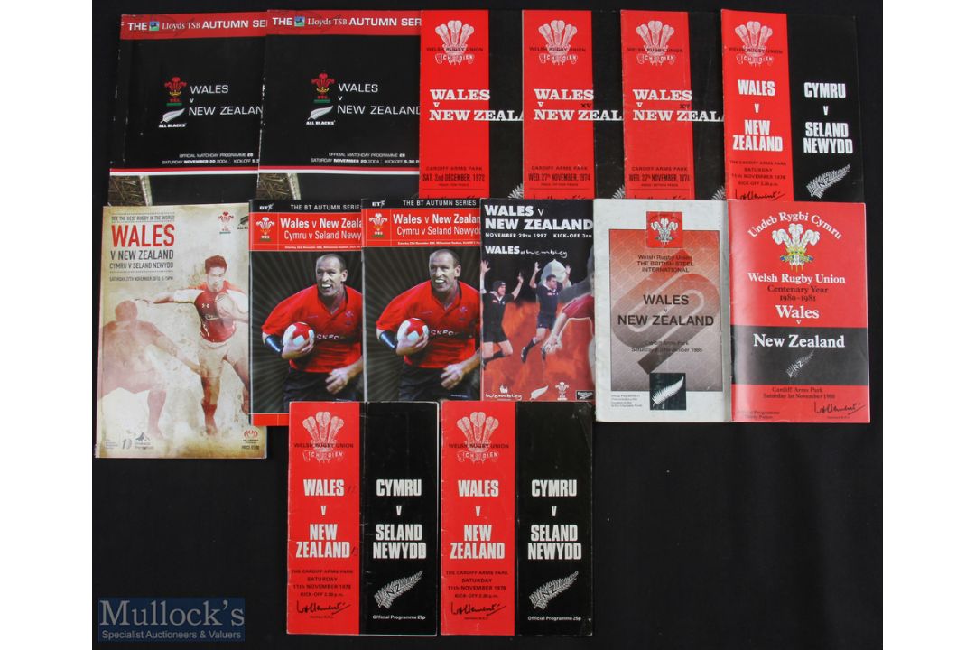 Wales v New Zealand Rugby Programmes 1972-2010 (14): To inc 1972, 1974(2), 1978(3), 1980, 1989, 1997