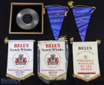 Collection of pennants for awards to Terry Cooper in his ongoing career as football manager December