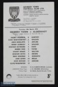 1969/70 Grimsby Town v Aldershot Div. 4 match programme 10 March 1970, single sheet with Harry
