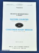 Very rare 1975 Brescia v E Counties Rugby Programme: From match between the Italian Champions of
