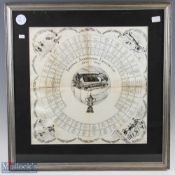 Football Association English Cup 1951-1952 printed silk handkerchief listing all the previous
