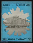 1956/57 Rangers v The British Army at Ibrox match programme 18 December 1956 (Army team included,