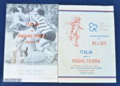 Italy v England Age Group Rugby Programmes (2): 1983 under 19 and 1984 under 16. Very scarce match