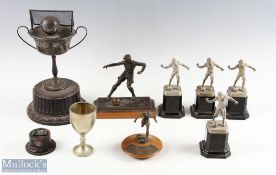 A Collection of Period Football Cups Trophies to include a Leicestershire Football Association 1937,