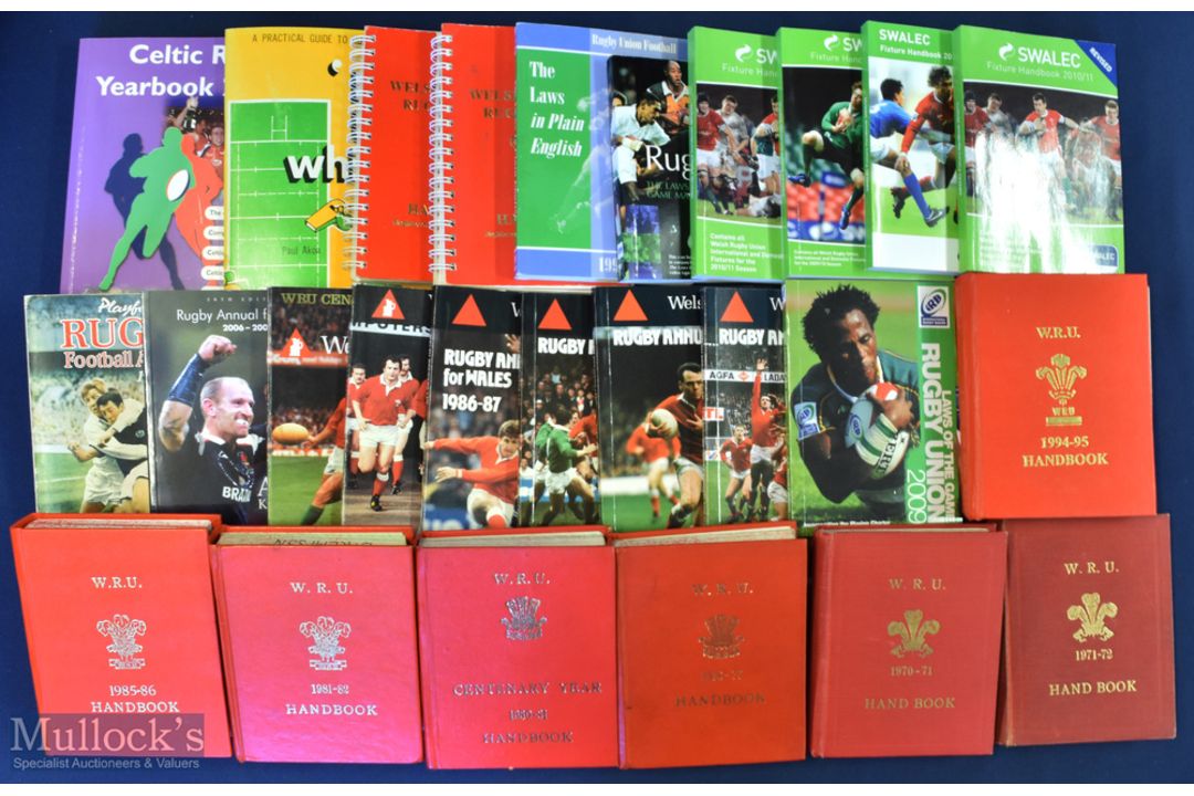 WRU Rugby Handbooks Collection etc (30): Grand selection of the small red, mostly hard bound, packed - Image 1 of 2