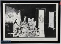 MAC (Stanley McMurtry MBE) Original Cartoon Drawing titled in pencil 'It's six days now. Have