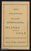 Ultra-Rare Chile v Ireland 1952 Rugby Programme: When the Irish were set to tour Argentina in 1952