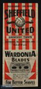 1945/46 War time Sheffield Utd v Grimsby Town match programme 9 February 1946, 4 pager; fair/good