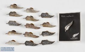 NZ Rugby Silver Fern Badges (15): 'The New Zealand XV', a bundle of 15 silver fern badges, some