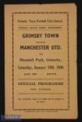 1945/46 War time Grimsby Town v Manchester Utd football league (north) match programme 19 January