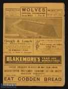 Pre-war 1935/1936 Wolverhampton Wanderers v Leeds Utd Div. 1 match programme 2 November 1935 at