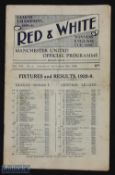 Pre-war 1928/1929 Manchester Utd v Liverpool Div. 1 match programme 15 September 1928 at Old