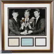 Signed England World Cup Autograph Trio Display signed by Martin Peters, Bobby Moore and Geoff