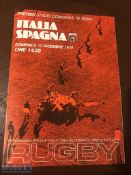 Rare 1978 Italy v Spain Rugby Programme: Highly sought after in our June sale, another copy of