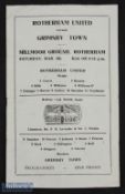War time 1943/1944 Rotherham Utd v Grimsby Town Football League North cup match programme 4 March