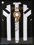 2000s Newcastle Alan Shearer Signed Shirt signed to Nigel, number 9 in gold colour with prostate