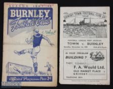 1947/48 Grimsby Town v Burnley Div. 1 match programme 1 November 1947; Burnley v Grimsby Town