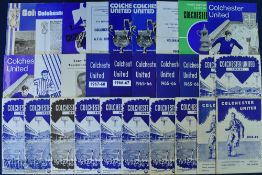 Collection of Colchester Utd home match programmes to include 1951/52 Shrewsbury Town, 1952/53