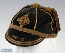 1961-62 Irish Football Association Limited Football Cap in black with gold coloured detailing with