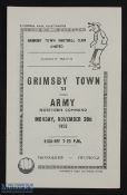 1955/56 Grimsby Town v Army Northern Command Challenge match at Blundell Park, 4 pager,