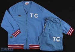 1970 England World Cup issue, complete two piece track suit in pale blue, has 